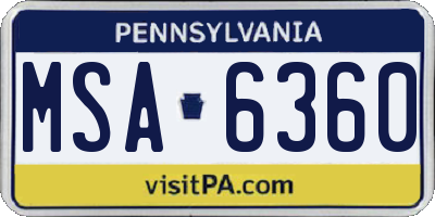PA license plate MSA6360