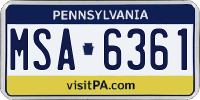 PA license plate MSA6361