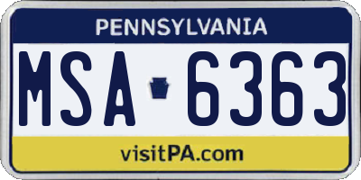 PA license plate MSA6363