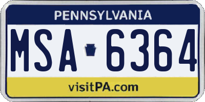 PA license plate MSA6364