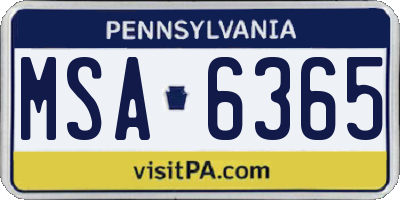 PA license plate MSA6365