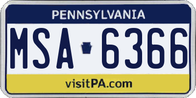 PA license plate MSA6366