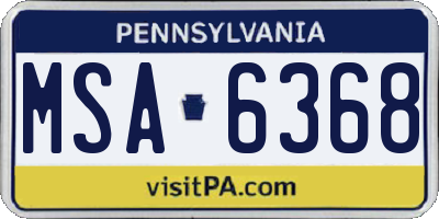 PA license plate MSA6368