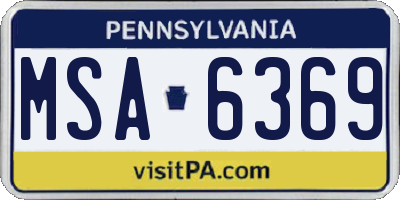 PA license plate MSA6369