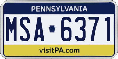 PA license plate MSA6371
