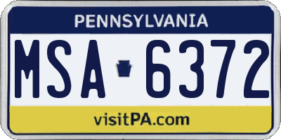 PA license plate MSA6372