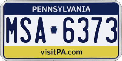 PA license plate MSA6373