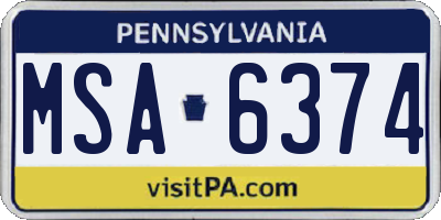 PA license plate MSA6374