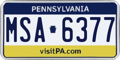 PA license plate MSA6377