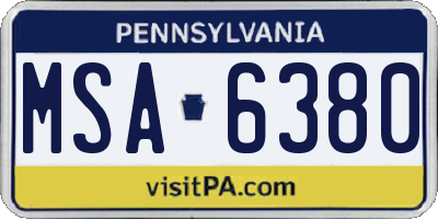 PA license plate MSA6380