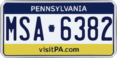PA license plate MSA6382