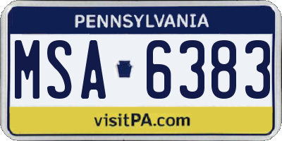 PA license plate MSA6383