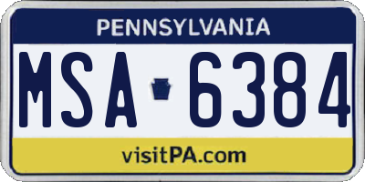 PA license plate MSA6384