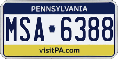 PA license plate MSA6388