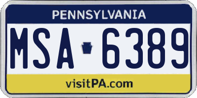 PA license plate MSA6389