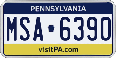 PA license plate MSA6390