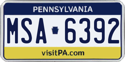 PA license plate MSA6392