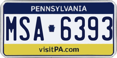 PA license plate MSA6393