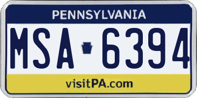 PA license plate MSA6394