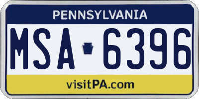 PA license plate MSA6396