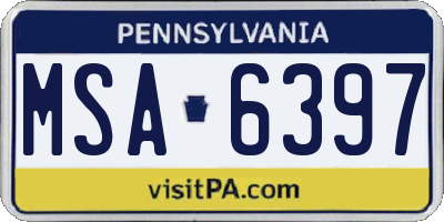 PA license plate MSA6397