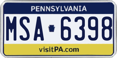 PA license plate MSA6398