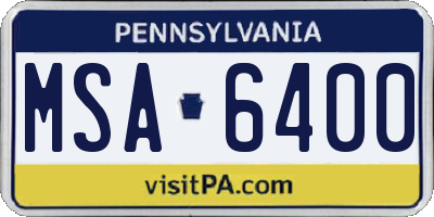 PA license plate MSA6400