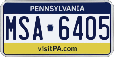 PA license plate MSA6405