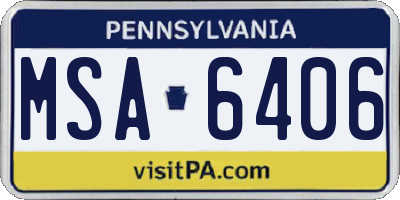 PA license plate MSA6406