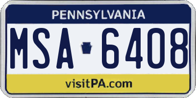 PA license plate MSA6408