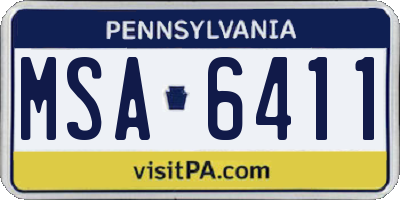 PA license plate MSA6411