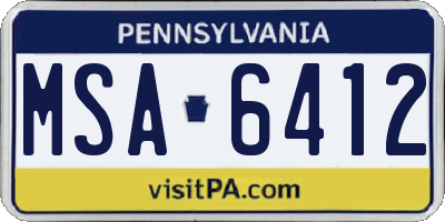 PA license plate MSA6412