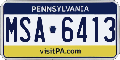 PA license plate MSA6413