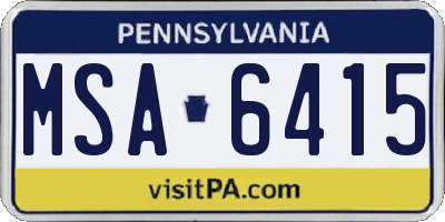 PA license plate MSA6415