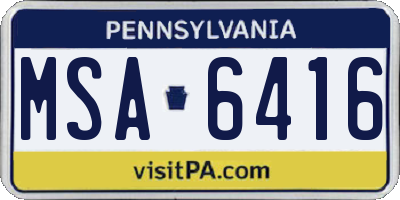 PA license plate MSA6416