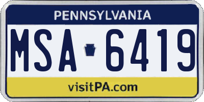 PA license plate MSA6419