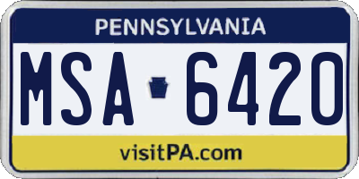 PA license plate MSA6420