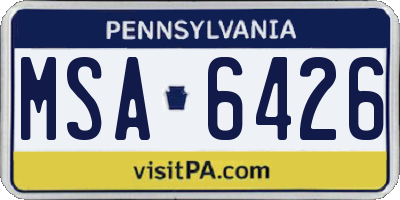 PA license plate MSA6426