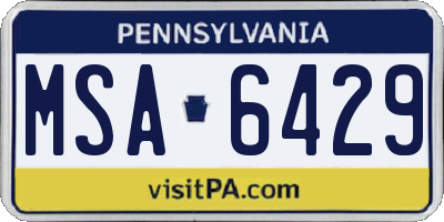 PA license plate MSA6429