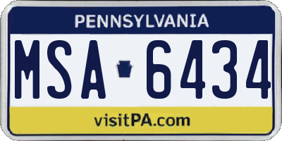 PA license plate MSA6434