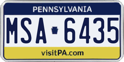PA license plate MSA6435