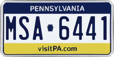 PA license plate MSA6441