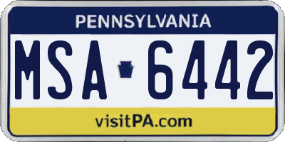 PA license plate MSA6442