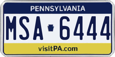 PA license plate MSA6444