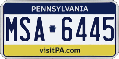 PA license plate MSA6445
