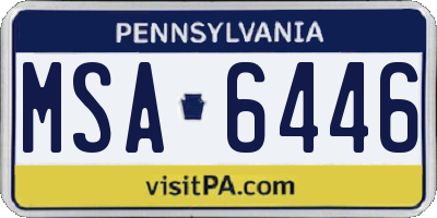 PA license plate MSA6446