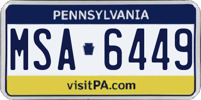 PA license plate MSA6449