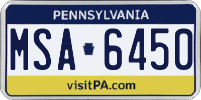 PA license plate MSA6450