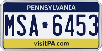 PA license plate MSA6453
