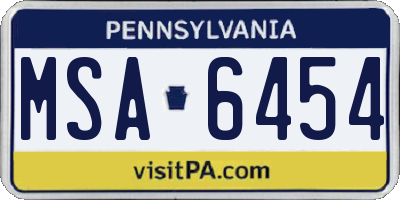 PA license plate MSA6454